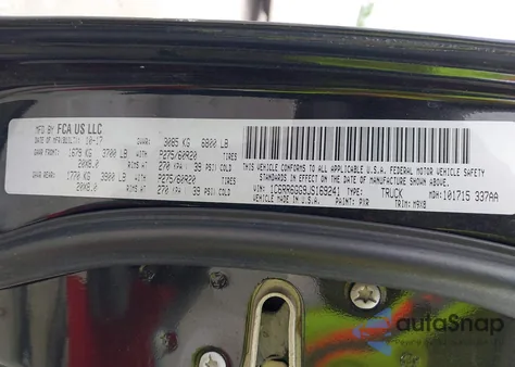 2018 Ram 1500 Big Horn 4X2 6'4 Box из США, поврежденный, VIN 1C6RR6GG9JS169241